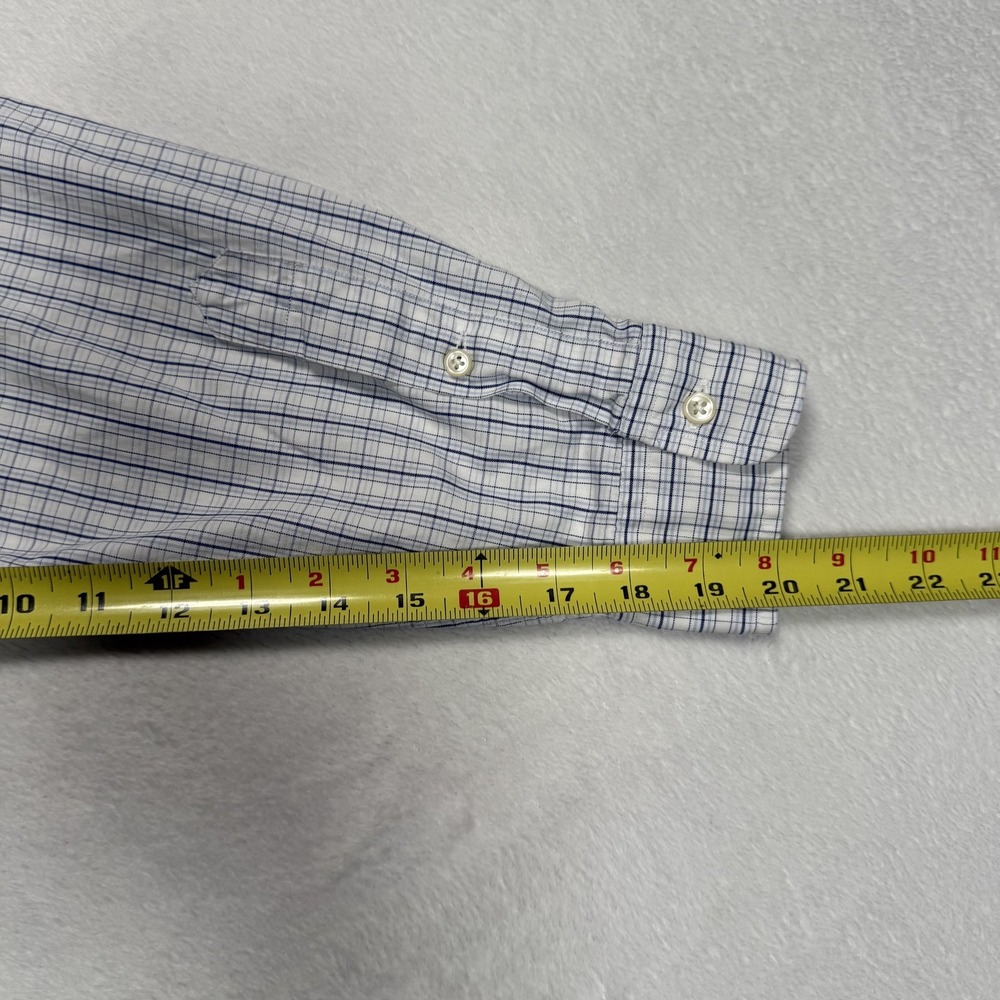 Ralph Lauren Shirt Mens 15.5 33 White Blue‎ Plaid Yarmouth Button Down Pony Logo - Picture 10 of 10